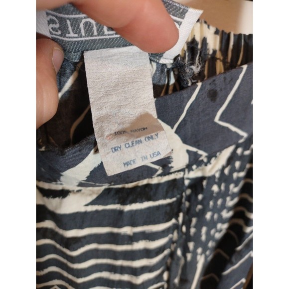 Studio C Women's Vintage M/L Skirt Cotton Blue Gray White Geometric Pattern - Picture 5 of 7